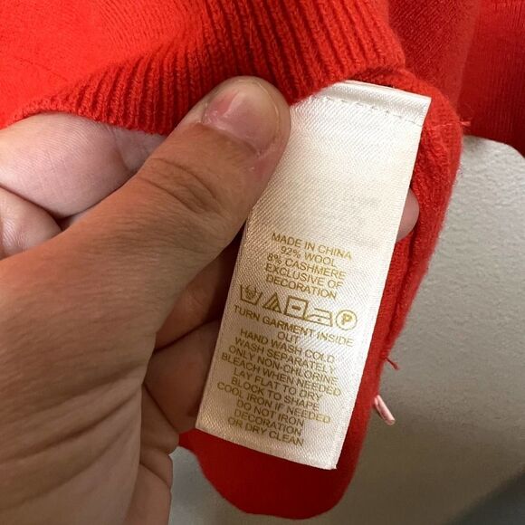 Kate Spade Coral Wool Cashmere Avaline Embellished Collar Sweater Size Medium - Picture 5 of 7